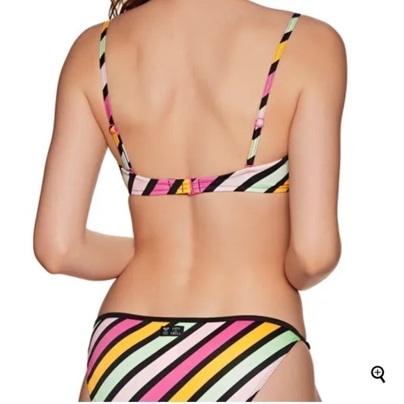 Nwt Roxy Pop Surf Striped Bandeau Bikini - S - Picture 4 of 7
